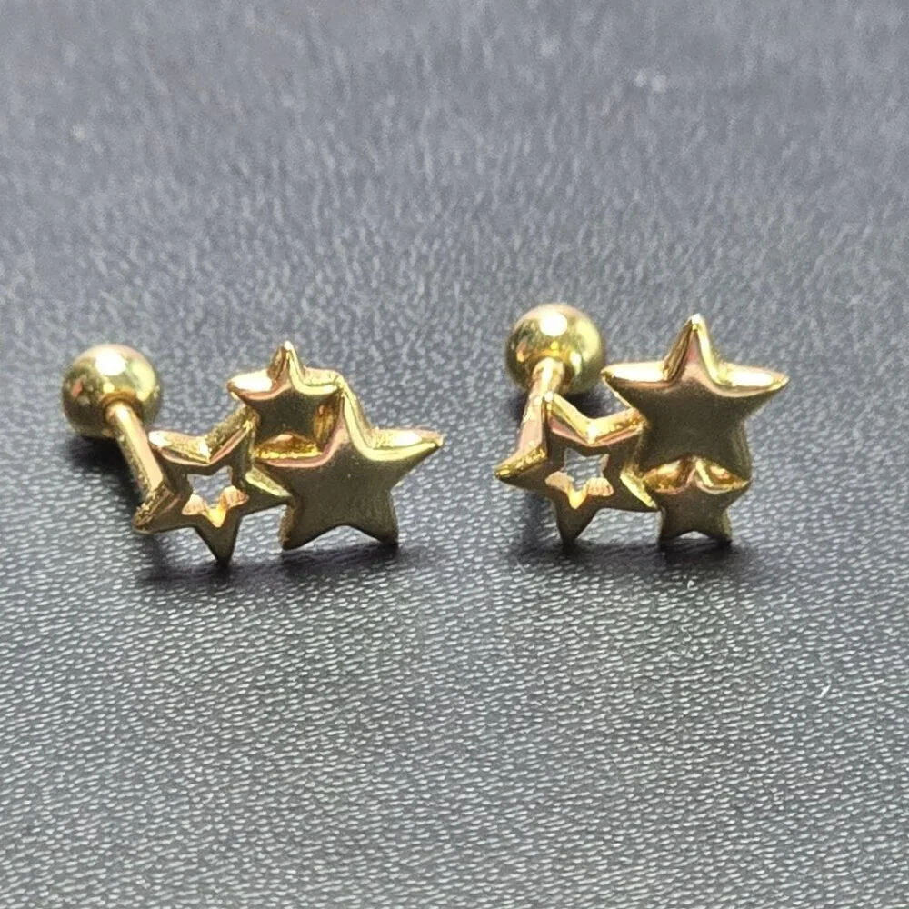 Golden Star‎ Cluster Stud Earrings With Screw Back (NWOT)